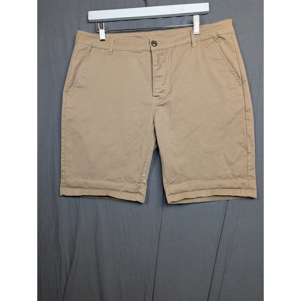 ASOS Solid Khaki Tan Skinny Fit Stretch Cotton Classic Chino Shorts Sz‎ 36